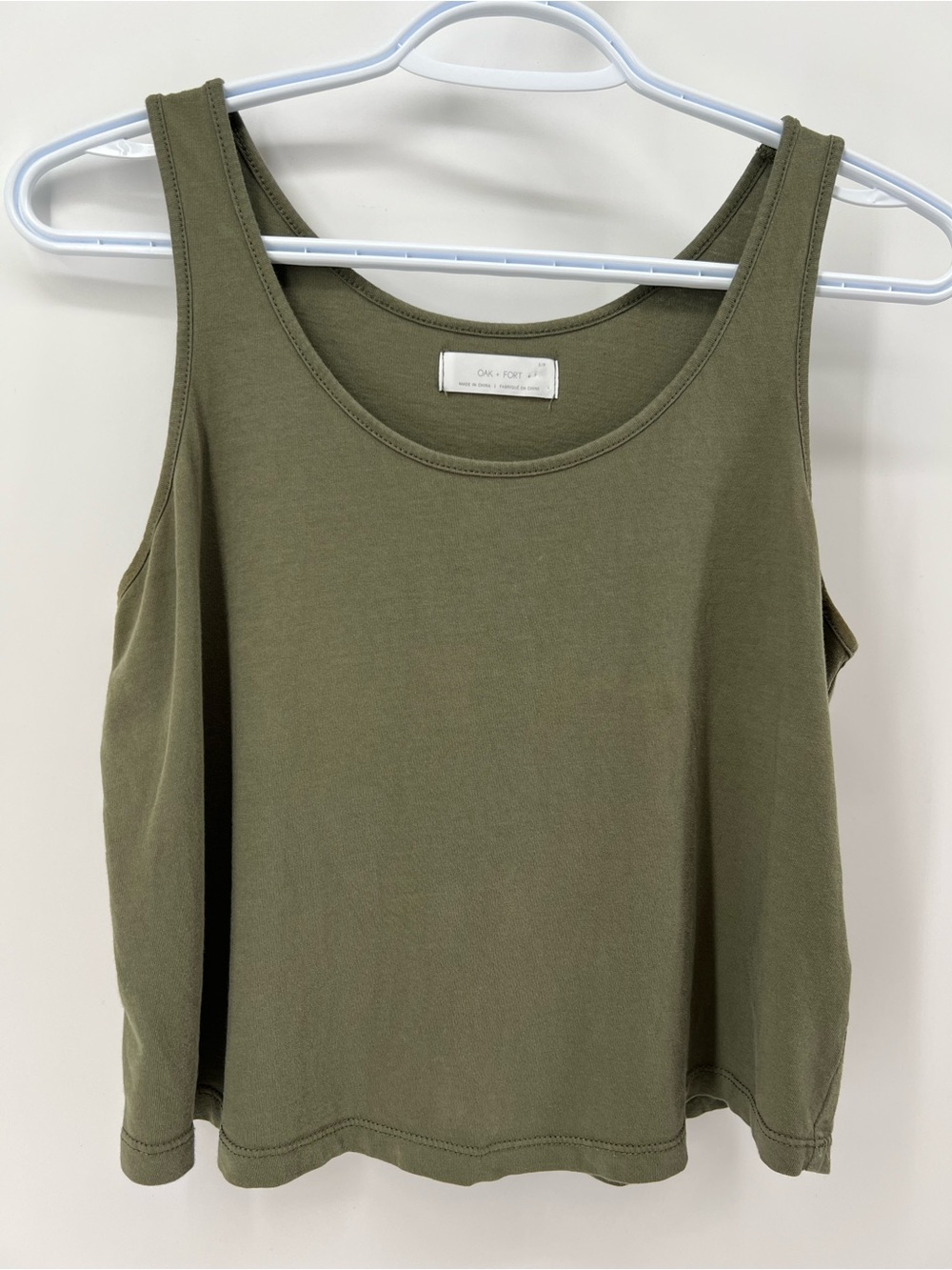 Oak + Fort Women’s Small Olive Green 100% Cotton Scoop Neck Flowy Tank Top